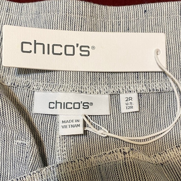 NWT Chico’s Linen Blend Wide-Leg Black/Gray Stripe Pants Size 12R (Chico’s 2R) - Picture 8 of 13
